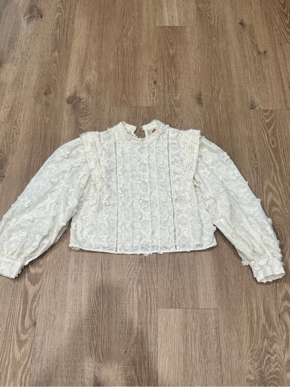 FARM Rio Cream Lace-Embroidered Mock Neck Blouse - Picture 4 of 12